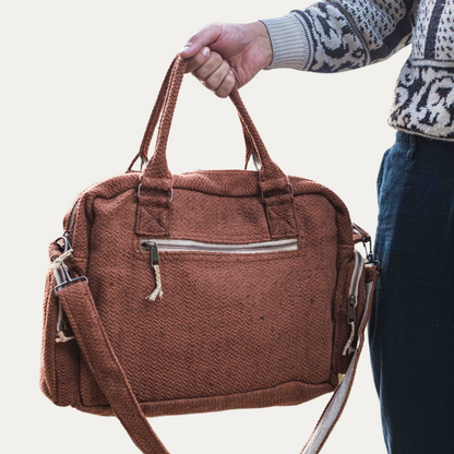 Hemp Laptop Briefcase Bag - Brown