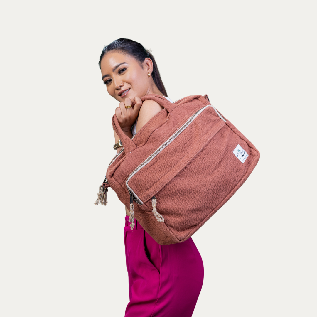 Hemp Laptop Side Bag - Brown