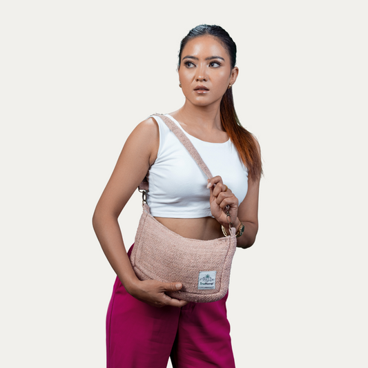 Luna Hemp Shoulder Bag - Light Pink