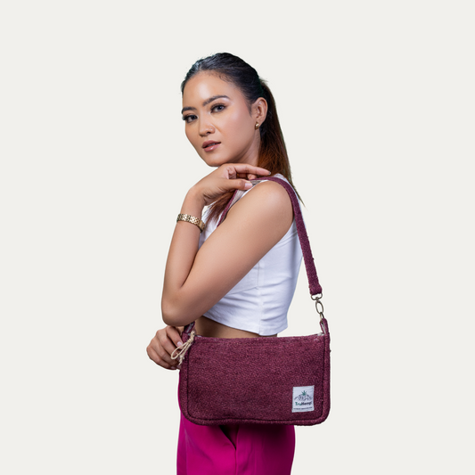 Luna Hemp Shoulder Bag - Dark Wine