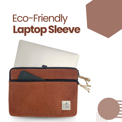 Linear Hemp Laptop Sleeve - Brown