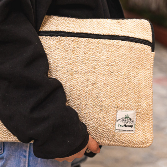 Linear Hemp Laptop Sleeve - Natural Hemp