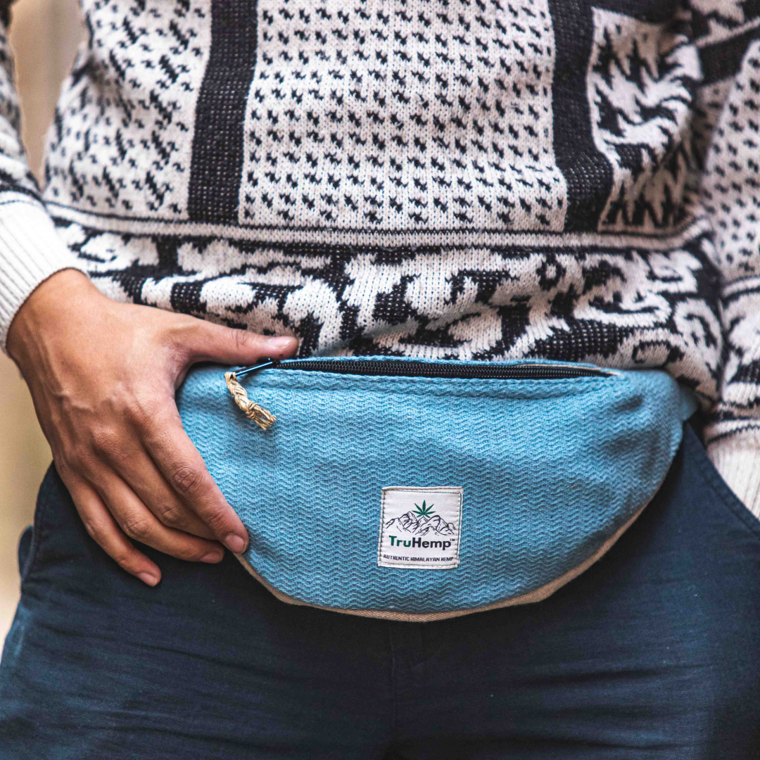 Hemp Fanny Pack - Sky Blue