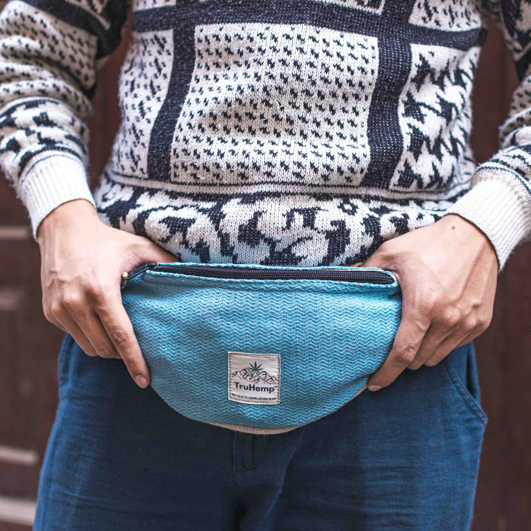 Hemp Fanny Pack - Sky Blue