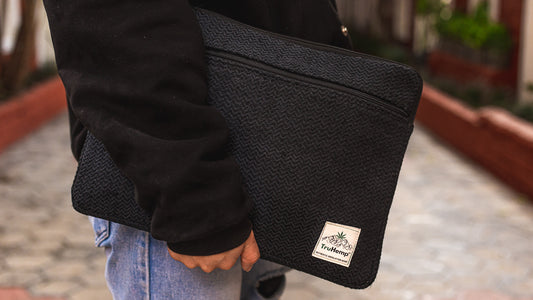Linear Hemp Laptop Sleeve - Black